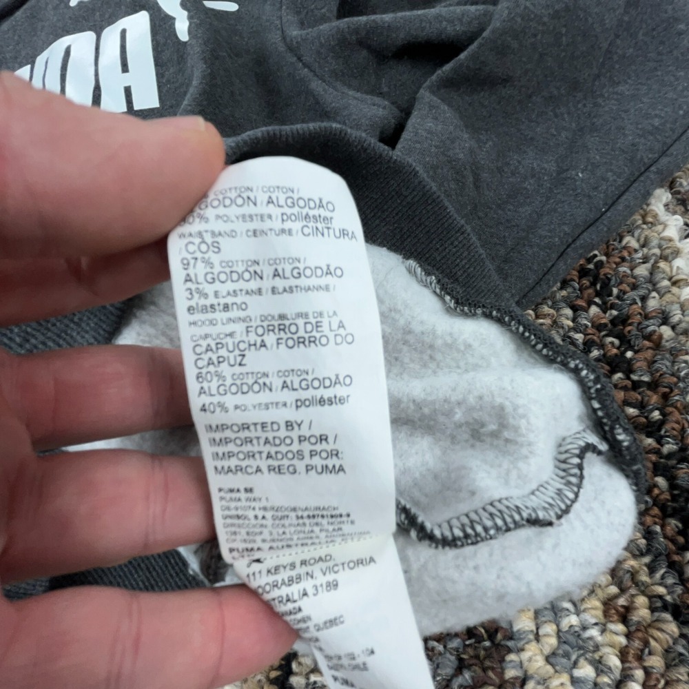 Puma Hoodie Women Large Gray White Sweatshirt Sweater Spell Out Pull Over Ladies - Picture 5 of 9